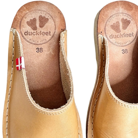 Duckfeet Blavand Leather Clogs Tan Brown Mules SZ 38 - Picture 6 of 12